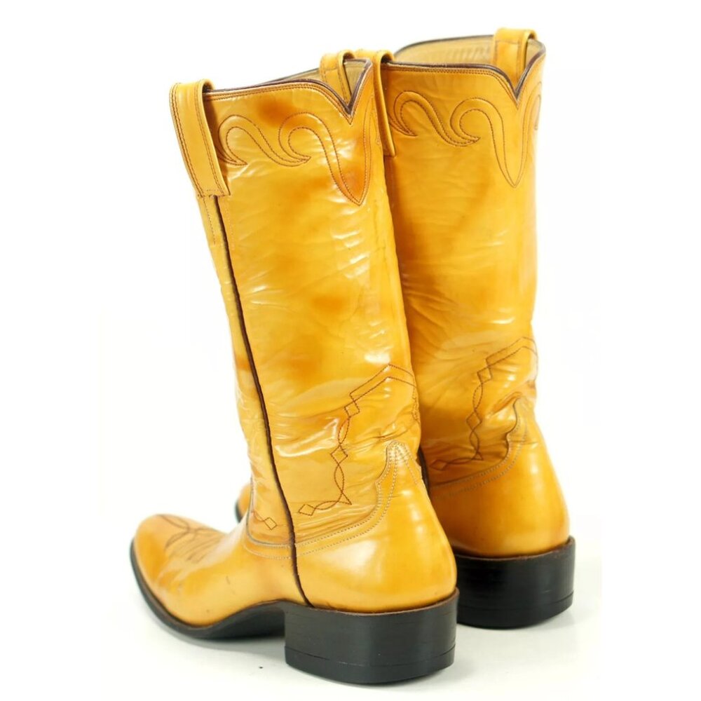 Rios of Mercedes Marbled Yellow Handmade Western Cowboy Boots Vintage Women 6 A - Picture 5 of 10